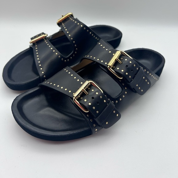 Isabel Marant Lennyo Black Leather Studded Sandal Women's Size 36 New - Picture 1 of 11